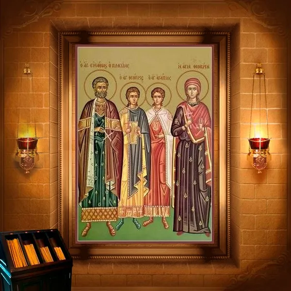 Євстафій Плакида, жінка його мучениця Феопистія і чада їхні мученики Агапій і Феопист
